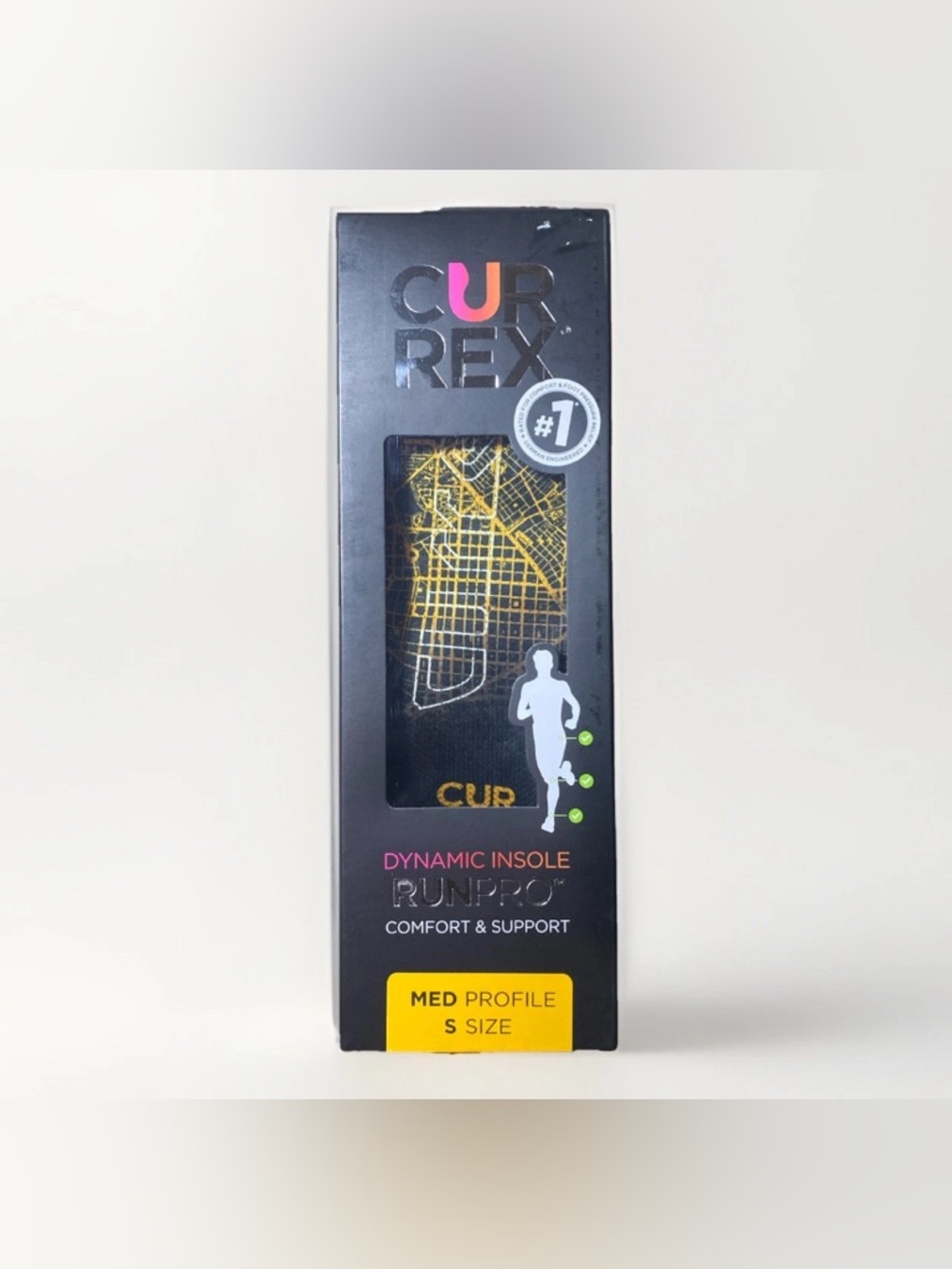 CURREX RunPro Comfort & Support Insole Mens Sz (S) 5-6.5 Black/Yellow 20122-18